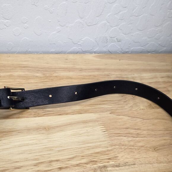 Dylan Kain The Brooklyn Belt Womens Black Leather Light Gold Adjustable One Size